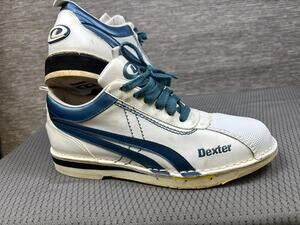 Dexter Bowling Shoes Mens 8.5M White Blue Right Hand Goodyear Sole Lace Up